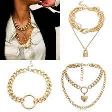 Dolce & gabbana logo charm chunky chain necklace $895. Dicker Goldkette Lock Vorhangeschloss Medaillon Anhanger Munze Kette Layering Silber Ebay