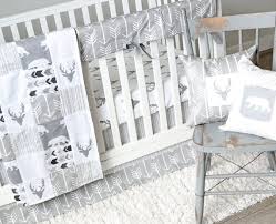 baby crib bedding set gray woodlands