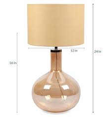 Beige Shade Table Lamp With Glass Base
