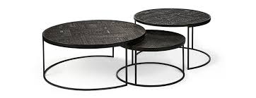 Round silver aluminum coffee table with emblem center, 35x16 by brimfield & may. Ancestors Tabwa Round Nesting Coffee Table Set Of 3 Trit House
