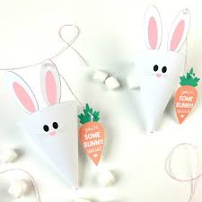 These are the coolest wrapping papers…just resize them down for project life free easter banner printable garland is an easy project that you'll love in your home this spring. Free Easter Bunny Treat Cones Printables Carrot Favor Tags Make Life Lovely
