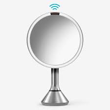 Amazon Com Simplehuman 8 Round Sensor Makeup Mirror With Touch Control Brightness 5x Magnification Rechargeable And Cordless Brushed Stainless Steel
