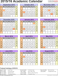 Template 5 Academic Calendar 2015 16 For Excel Portrait 1