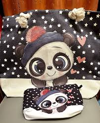 cute kawaii printed panda canvas