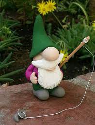 Handmade Mini Garden Gnome With Fishing