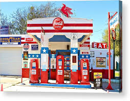 vintage mobil gas station acrylic print