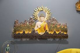 Polished Metal Mountain Buddha Wall Art