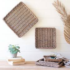 woven rattan wall decor trays set of 5