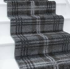 grey tartan print stair carpet runner