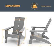 Joyesery Light Gray Outdoor Plastic Adirondack Chair Patio Single Chair 300 Lbs For Deck And Balcony Multi Use
