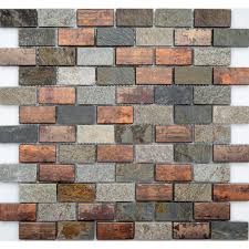 Earth Tone Stone Glass Mosaic Wall Tile