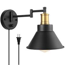 I also share a separate video on how i hid the cord running along my ceiling and down my wall. Wall Lamps Sconces E26 Base Ul Listed 1 Light Bedroom Wall Lights Fixtures Bedside Reading Lamp Bronze And Black Finish With On Off Switch Swing Arm Wall Lamp Plug In Cord Industrial Wall Sconce Lighting Ceiling