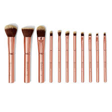 11 piece brush set with cosmetic bag