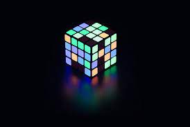 rubik cube neon glow colorful hd