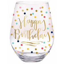 Happy Birthday Confetti Stemless Wine Glass
