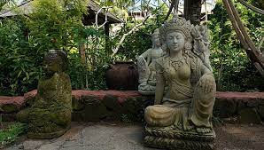 Garden With The Statue Of Buddha