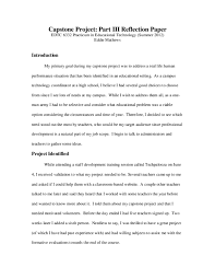 If writing a reflection paper is hard task for you, we'll tell about perfect outlining and formatting of educational is a response to some book, film or lecture studied in class; Pdf Capstone Project Part Iii Reflection Paper Thao Dang Academia Edu