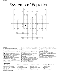 Systems Of Equations Crossword Wordmint