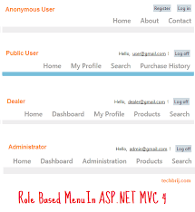 role based menu in asp net mvc 4