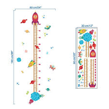 Space Airship Baby Growth Chart Wall Stickers Rocket Star Measurement Decal For Boys Room Nursery Height Stadiometer Decor Mural