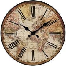 Retro Wall Clock Vintage World Compass