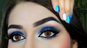 blue model glitter makeup tutorial 2020