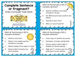 Complete Sentence Vs Fragment Task Cards By Write On Fourth Grade
