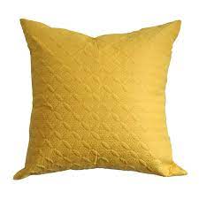 yellow quilted embossed cushion cover