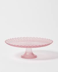 Alize Pink Glass Cake Stand Oliver Bonas