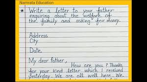money letter writing to father