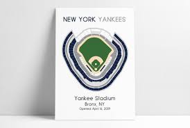 New York Yankees Yankee Stadium Mlb Stadium Map Ballpark Map Baseball Stadium Map Gift For Him Stadium Seating Chart Man Cave