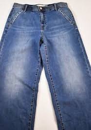 Details About Womens Gap 1969 Jeans Size 29 Denim Blue Wide Leg High Rise Five Pockets Cotto