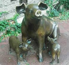 Bronze Large Metal Pig Sculpture
