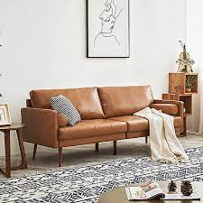 Faux Leather Sofa Couch Mid Century 73