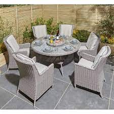 Natural Stone Rattan Weave Dining Set