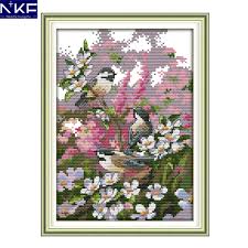 Us 5 66 47 Off Nkf Three Birds Animal Style Needle Craft Cross Stitch Charts Counted Stamped Chinese Cross Stitch Kits For Home Decoration In