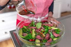 Arrange salad on plates and place sliced grilled beef steak alongside. Asian Steak Salad Whole30 Gluten Free Nom Nom Paleo