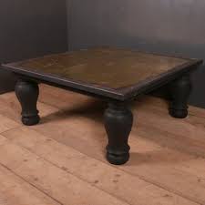 Antique Brass And Wood Coffee Table For