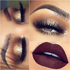 bold lip and gold shadow pictures