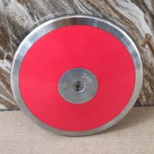 red and silver 1 kg steel discus throw