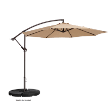 10 Ft Patio Offset Hanging Umbrella With Easy Tilt Adjustment Tan