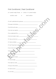 >> home >> english grammar exercises >> conjunctions exercises >> despite vs although exercise print exercises and lessons: First Conditional Real Conditional Sentence Completion Esl Worksheet By Jlemien