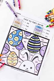 Try using glue to add colored sand and glitter to your pictures. Easter Coloring Pages Free Sight Words Printable For Kids April Golightly