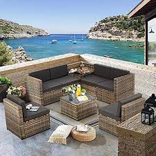 Krofem 8 Pieces Patio Wicker Rattan