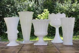Milk Glass Vases Large Vintique Al