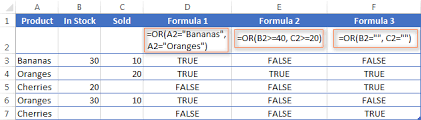 logical functions in excel and or