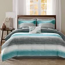 Aqua Grey 9pc Queen Comforter Sheets
