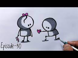 cute love couples cartoon drawing step