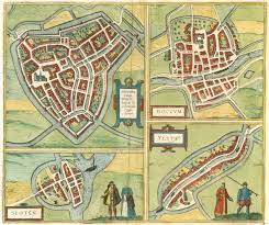 Antique map of Sneek, Doccum, Sloten, IJlst by Braun & Hogenberg | Sanderus  Antique Maps - Antique Map Webshop