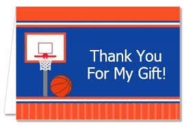 Birthday Party Thank You Cards Basketball Jersey Blue And Orange